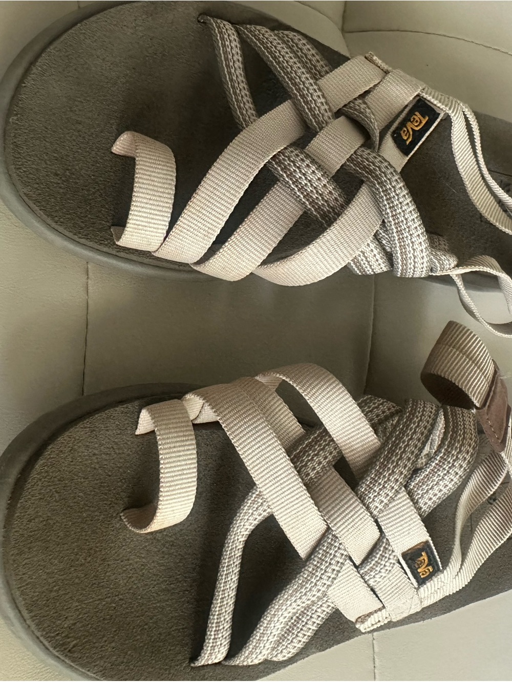 Teva Light Taupe Strappy Woven Sandals